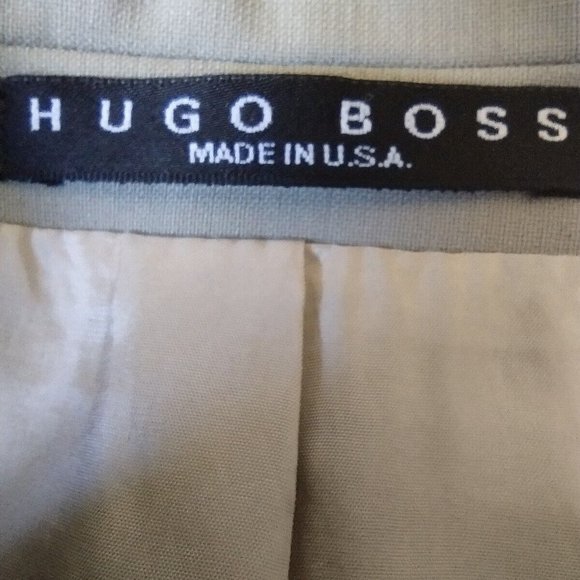 Vtg Hugo Boss Jacket Men SIze 46‎ Beige Virgin Wool Blazer USA Made - Picture 4 of 7